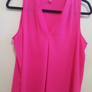 Pink V Neck Sleeveless Blouse